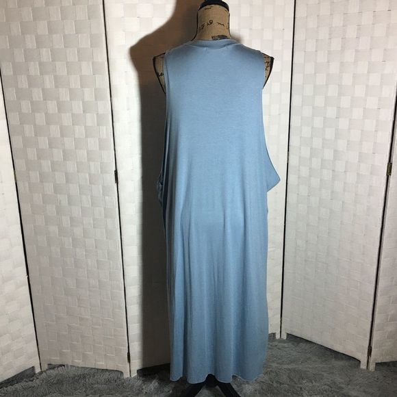 Elena Side Slit Overlay Blue Dress Small - Picture 9 of 11